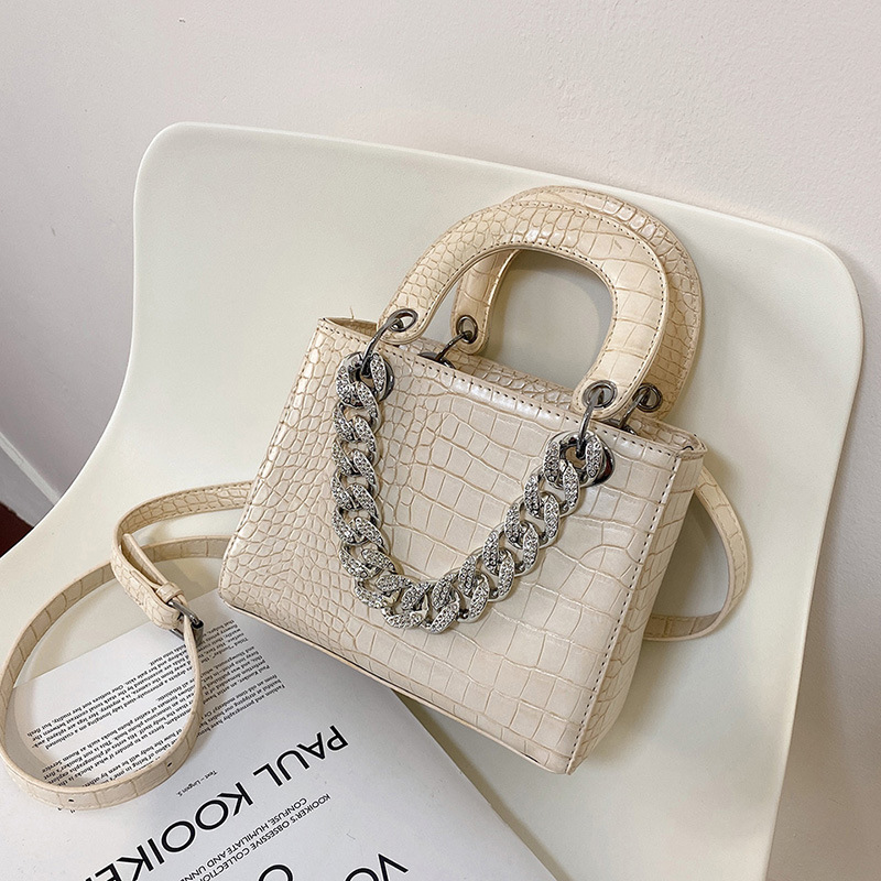Popular Crocodile Pattern Rhinestone Chain Bag Fashion Shoulder Handbags Hand Bags Women Handbags Ladies Purse