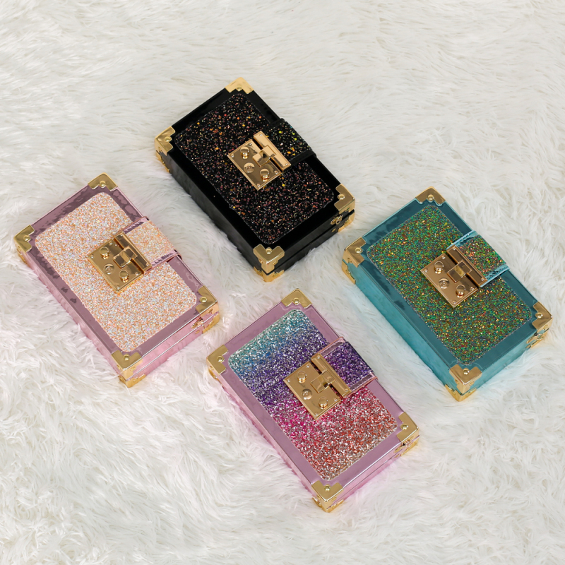 Wholesale Luxury Messenger Bags Fashion Purses Lock Sequins Chain Clutch Bag Bling Purse And Handbags Women