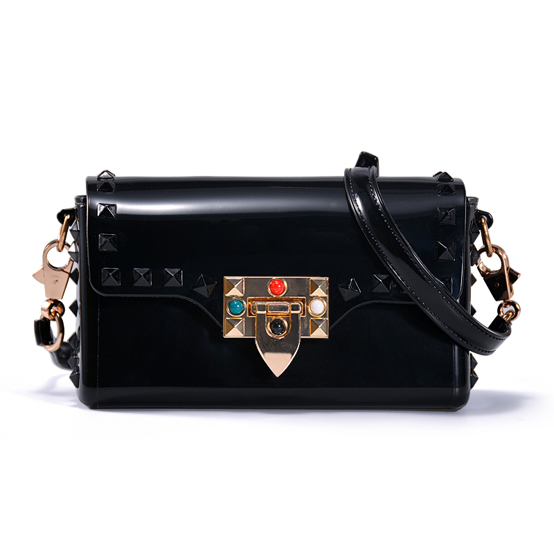 Fashion rivet mini pvc bags crossbody bags designer jelly purse and handbags luxury ladies hand bags