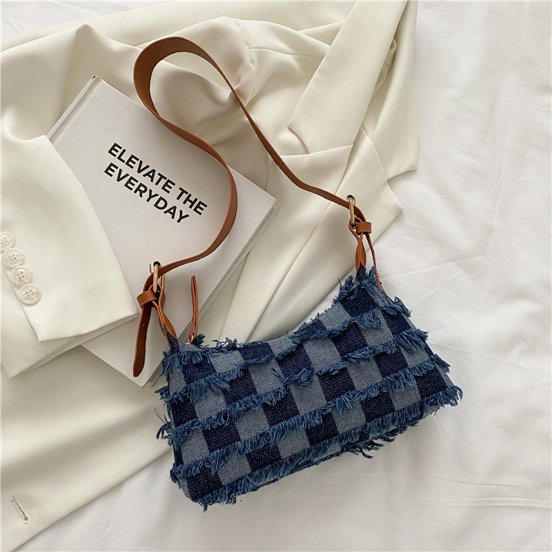 Ins New Simple Ladies Crossbody Bag Canvas Handbags Fashion Women Lattice Chain Purses And Handbags