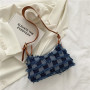 Ins New Simple Ladies Crossbody Bag Canvas Handbags Fashion Women Lattice Chain Purses And Handbags