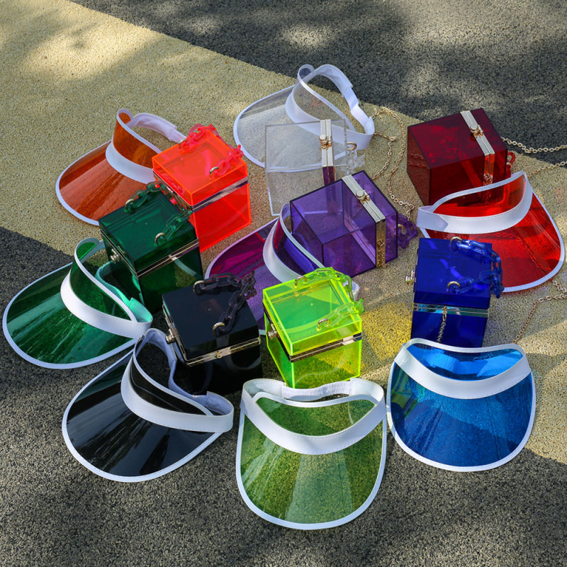 Transparent Sunhat And Square Women Transparent Bag Messenger Handbag