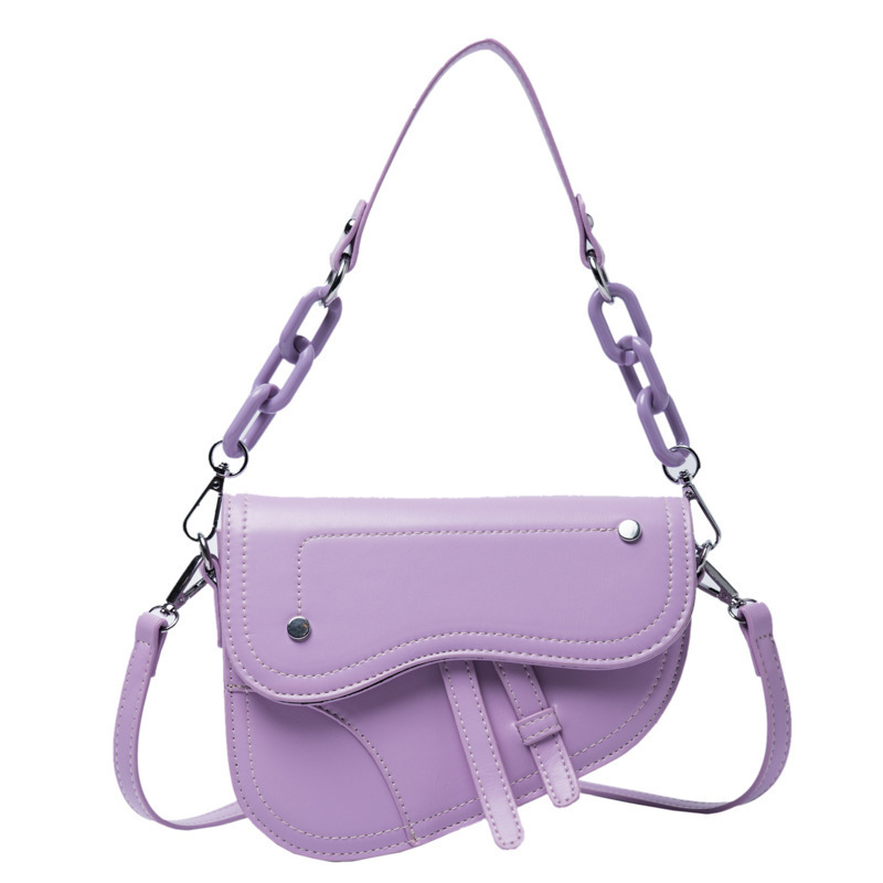 2021 New Fashion Portable Saddle Bag Acrylic Chain Shoulder Purses And Handbags Women