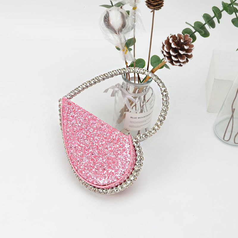 2021 New arrivals diamond heart handbags round evening purses handbags for women hand bags
