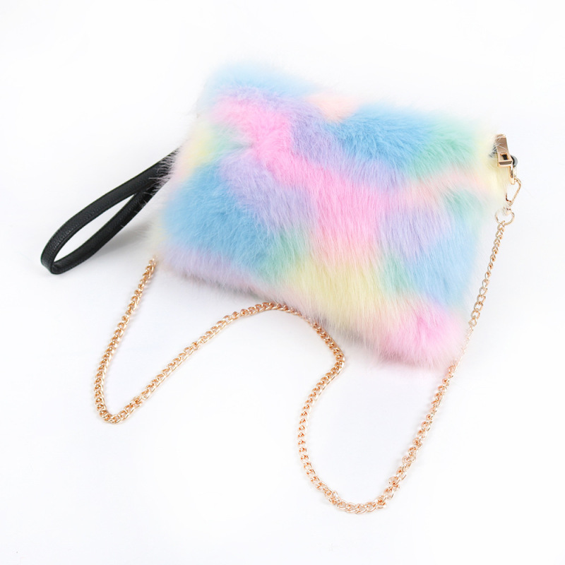 One-Shoulder Underarm Bag Chain Ladies Plush Handbag