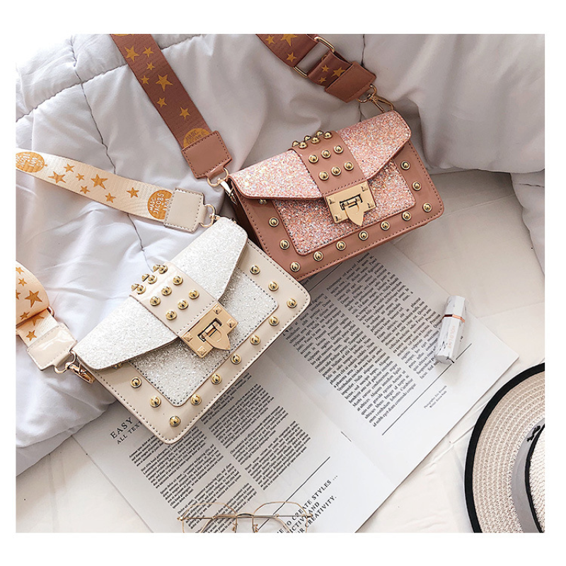 2021 Fashion Rivet Bags Chain Crossbody Purses Shiny Women Hand Bags Ladies Purses And Handbags