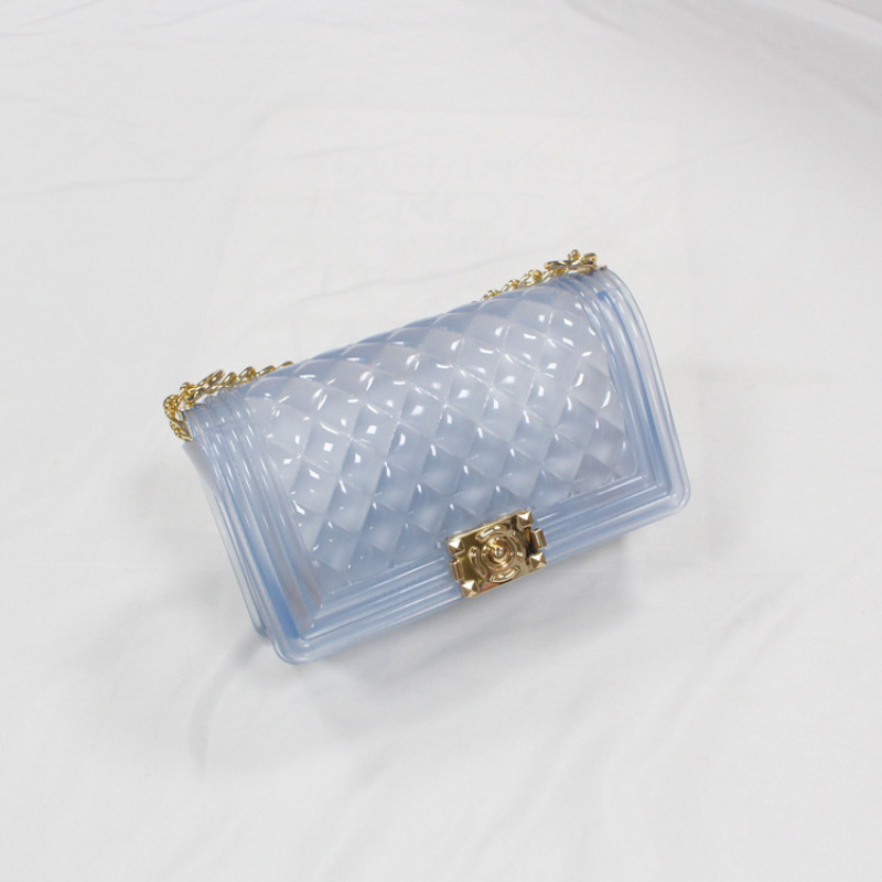 Fashion Transparent Mini Rainbow Chain Bags Color Pu Small Square Hand Bags Jelly Purse Handbags For Women
