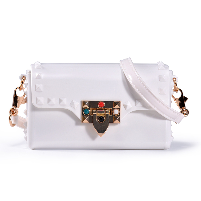 Fashion rivet mini pvc bags crossbody bags designer jelly purse and handbags luxury ladies hand bags