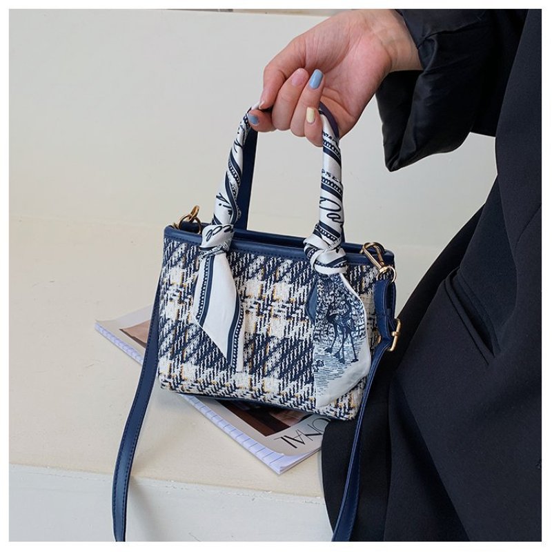 Bucket Bag Retro Silk Scarf Portable Women Bag