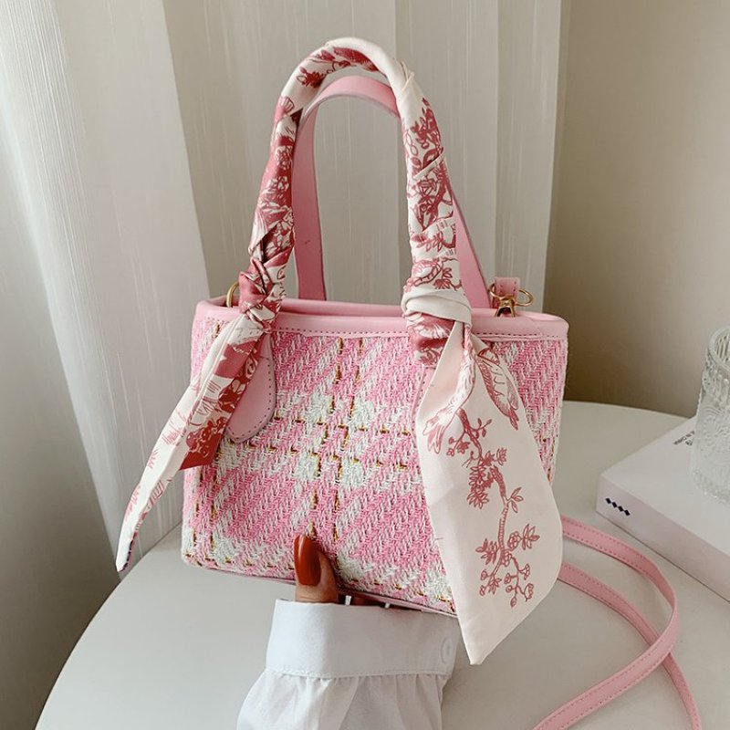 Bucket Bag Retro Silk Scarf Portable Women Bag