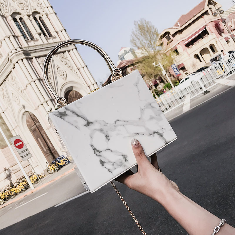 Marble pattern chain small square bag women handbags small ladies purses and handbags luxury handbags for women