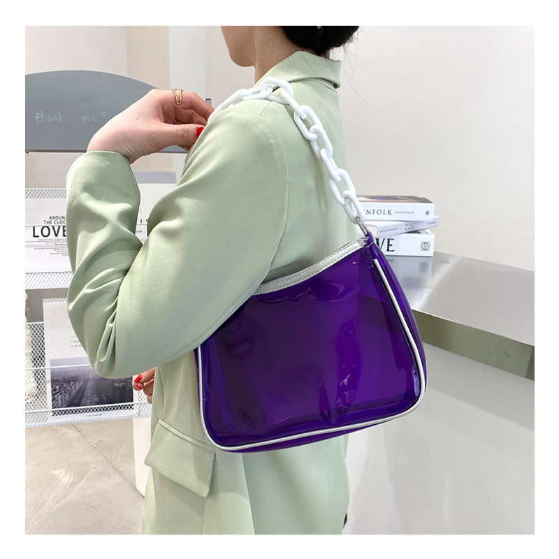 2021 Korean Version Of The Trendy Acrylic Chain Crossbody Transparent Jelly Purse Pvc Shoulder Bag Purses And Handbags