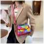 Ins Rainbow Color Street Trend Messenger Bags Shoulder Bag Creative Fun Fashion Magic Stitching Color Chain Crossbody Bag