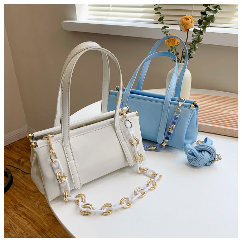 Elegant French Solid Color Ladies Handbags 2021 New Western Style Simple Handbags For Women Luxury Handbags And Purses