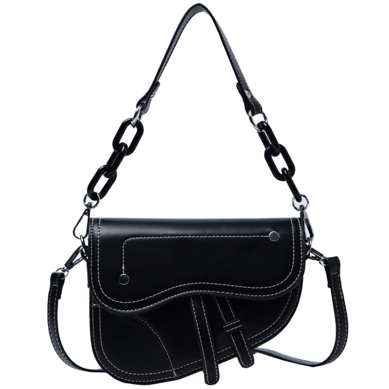 2021 New Fashion Portable Saddle Bag Acrylic Chain Shoulder Purses And Handbags Women