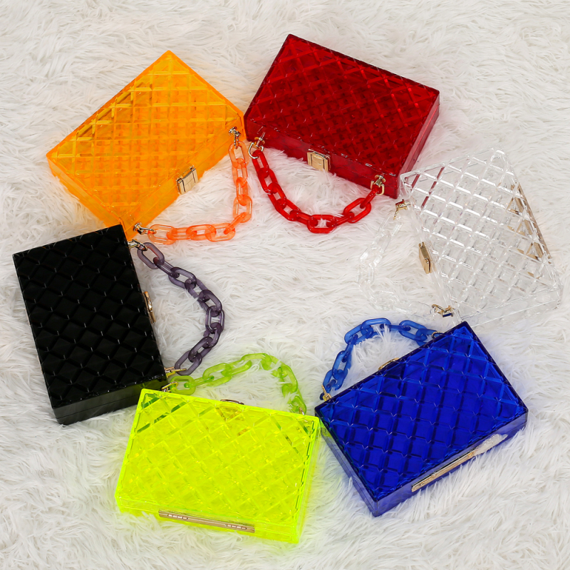 Amazon Summer Style New Transparent Jelly Series Hand Bags Shoulder Chain Bags Women Women Handbags Ladies Jelly Purses 2021