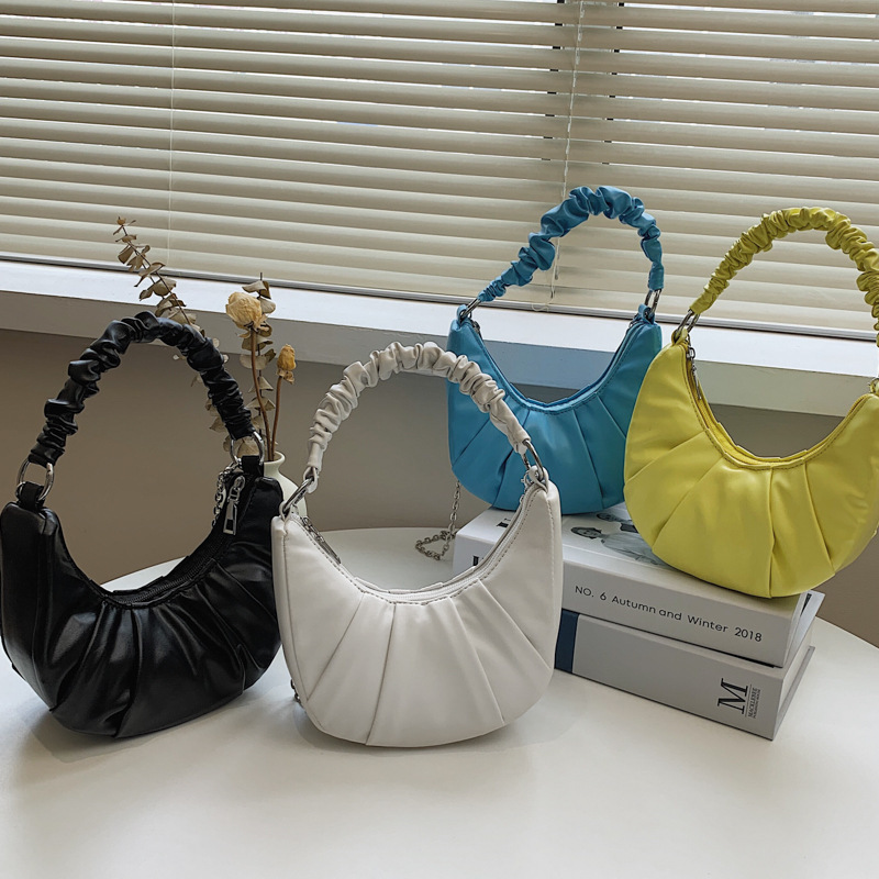 2021 New Trendy Chain Crossbody Bag Handbag Fashion Fold Single Shoulder Armpit Bag Purses And Handbags