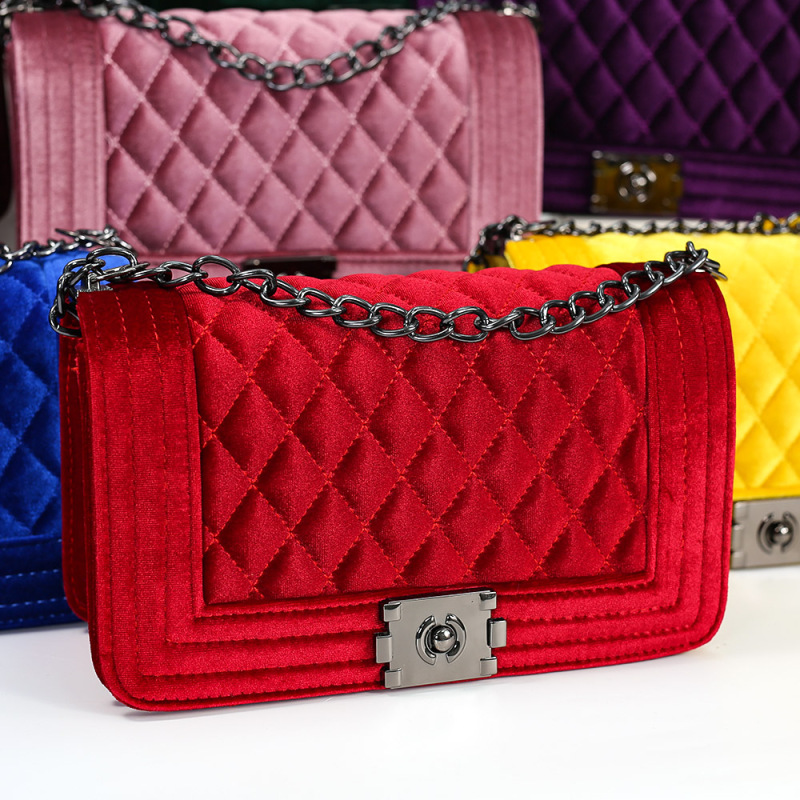 冬の新製品 8色ベルベットダイヤモンドチェーンバッグ クロスボディハンドバッグ レディースハンドバッグ レディース財布 ハンドバッグ