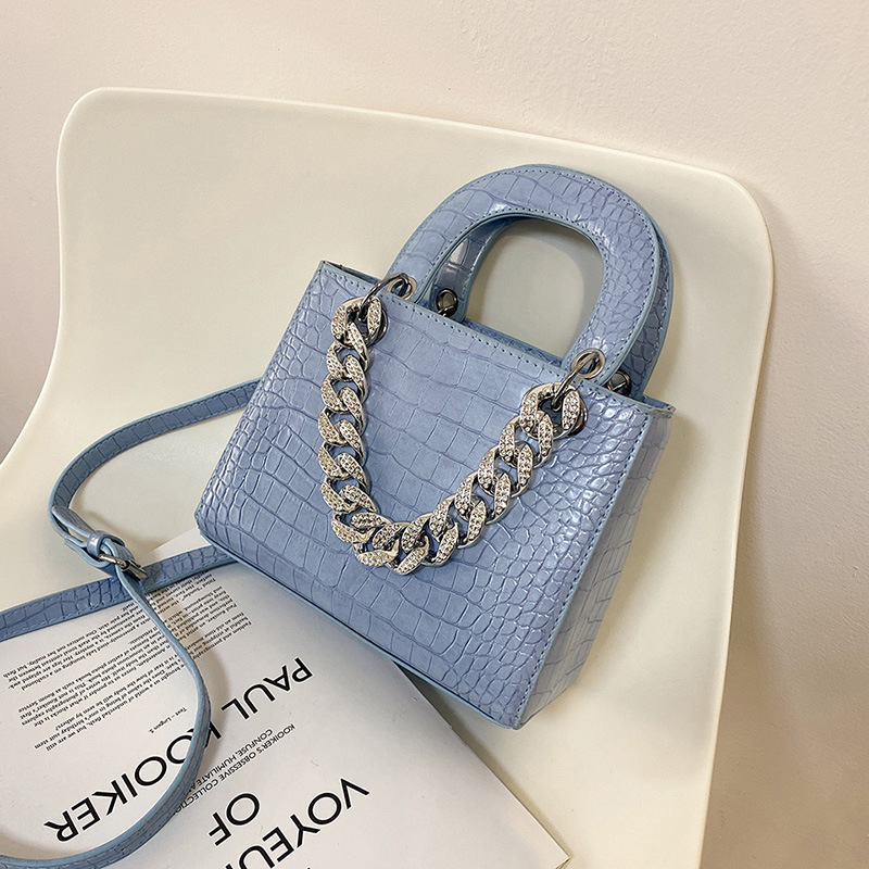 Popular Crocodile Pattern Rhinestone Chain Bag Fashion Shoulder Handbags Hand Bags Women Handbags Ladies Purse