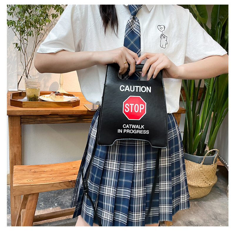 New Fun Notice Package Roadblock Package European And American Fashion Creativity Prohibits Form Messenger Bag