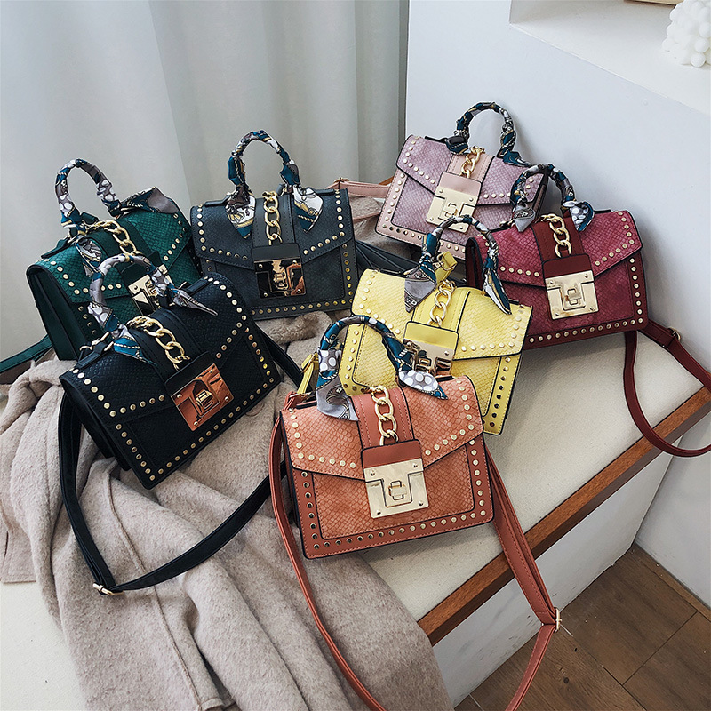 Hot selling rivet small square bag women handbags luxury ladies purses handbags