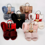 Winter Three-Piece Set Headband Headwear And Plush Slippers And Leather Hardware Lock Bag