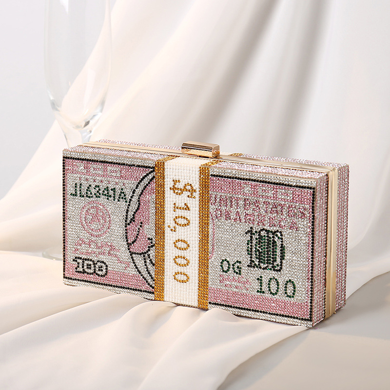 Wholesale Bling Glitter Purses Luxury Handbags Diamond Clutch Dollar Bags Money Purse Women Hand Bags