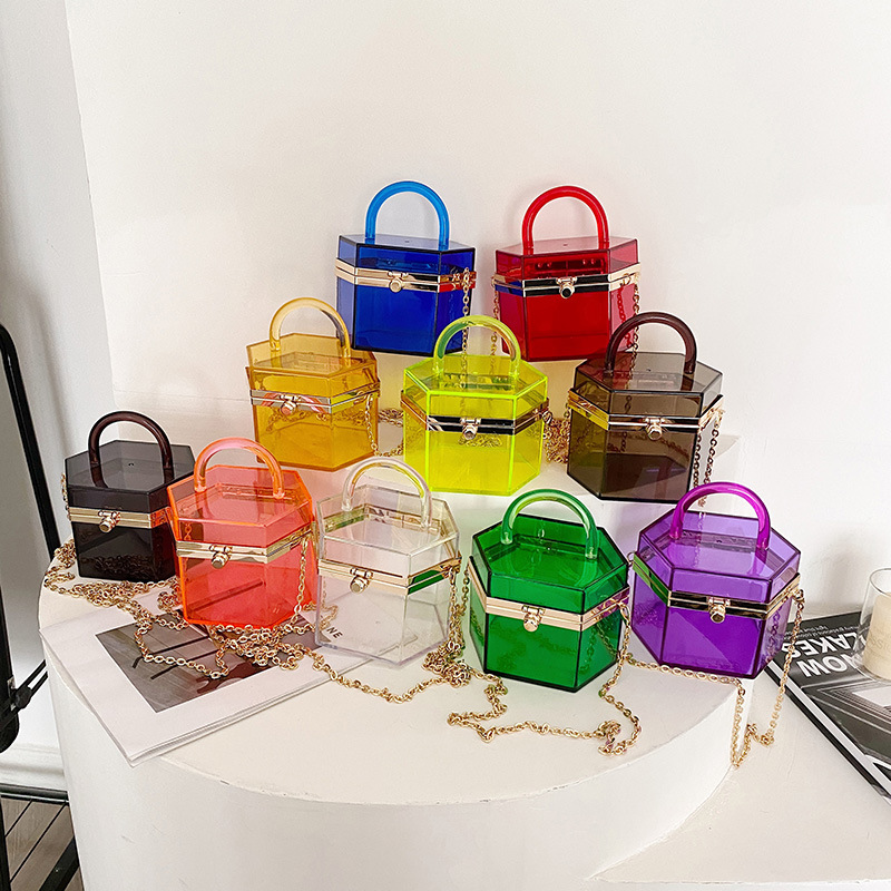 Acrylic hexagon box bag shoulder bag purse luxury handbags for women purses handbags