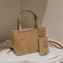 New Large-Capacity Tote Bag Vertical Stripes Elegant Ladies Shoulder Bag Ins Popular Messenger Bag