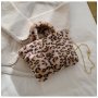 New Winter Girl Plush Leopard Print Handbag 2021 Winter Female Handbag Plush Chain Crossbody Bag Ladies Purses And Hangbags