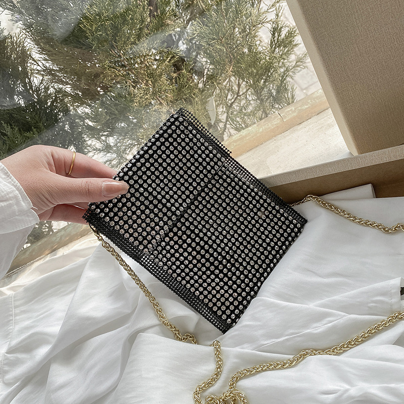 Rhinestone Small Square Bag Chain Shoulder Messenger Mobile Phone Bag