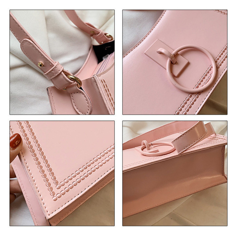 Ring Small Square Bag Simple One-Shoulder Messenger Bag Women Handbag