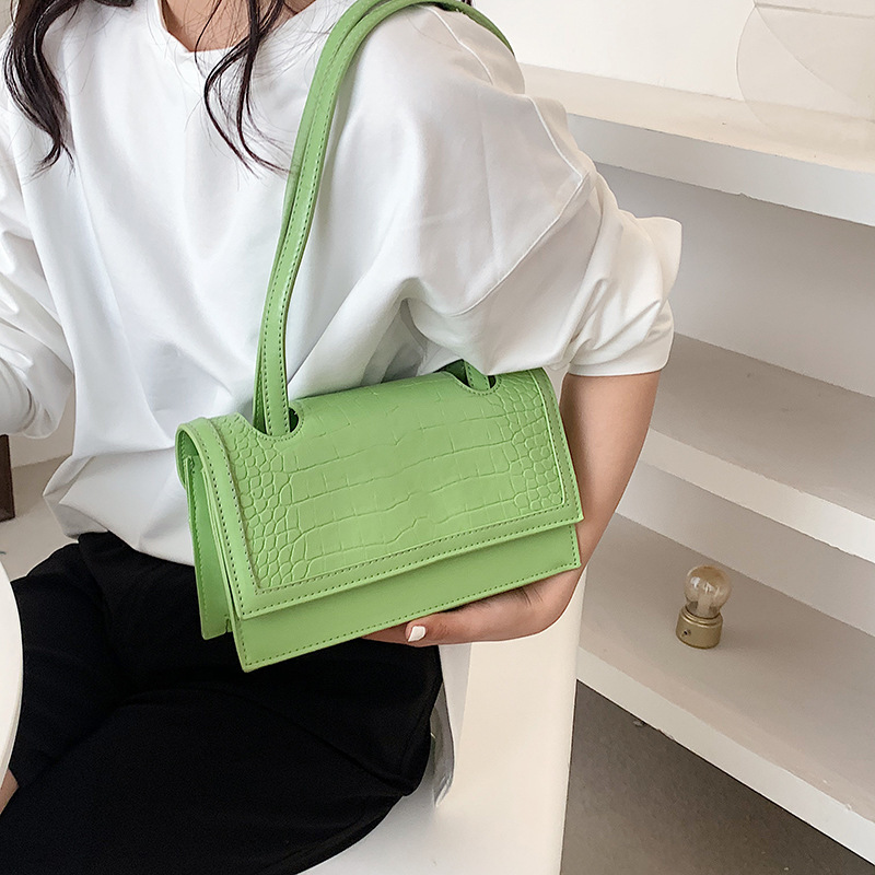 Crocodile Pattern Portable Small Square Bag Ladies One-Shoulder Armpit Bag