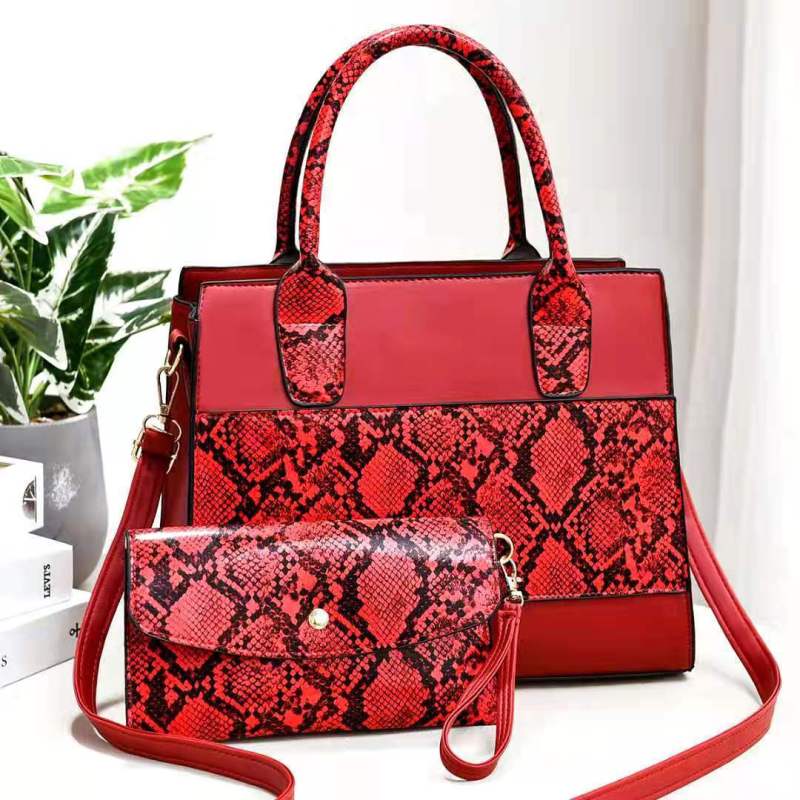 PU Leather Snake Pattern Two-Piece Suit Single Shoulder Handbag Mother-And-Child Bag