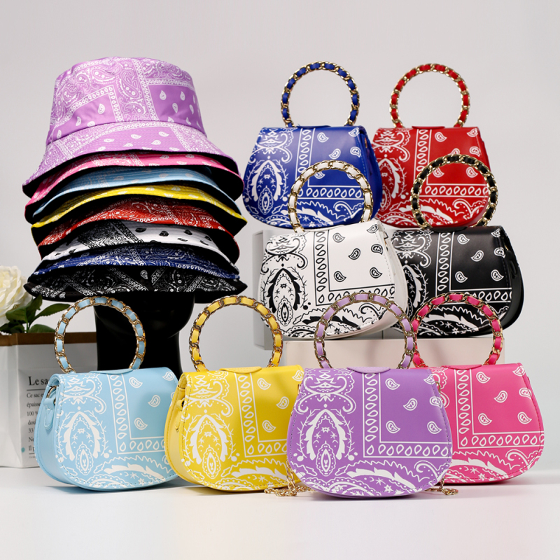  Жіночий розкішний комплект з бандани, капелюха та квадратної сумки, гаманців та сумок