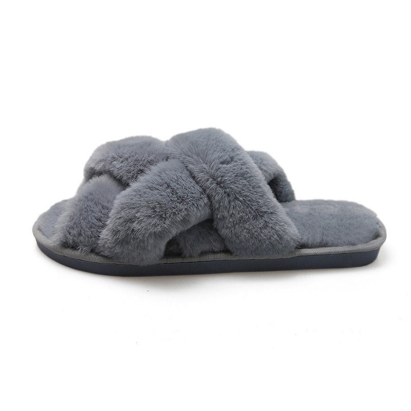Women's Cross-Hair Slippers To Keep Warm Flat Slippers