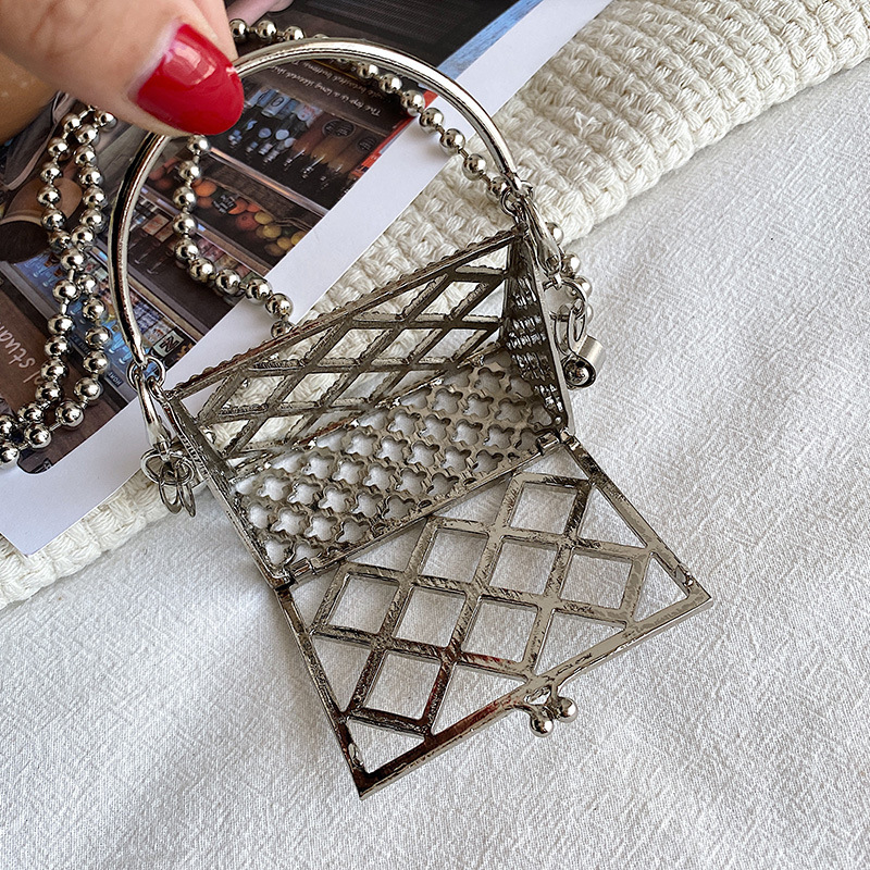 Creativity Metal Wrought Iron Diamond Face Chain Shoulder Bag Messenger Bag Wholesale Hollow Personality Women Handbags