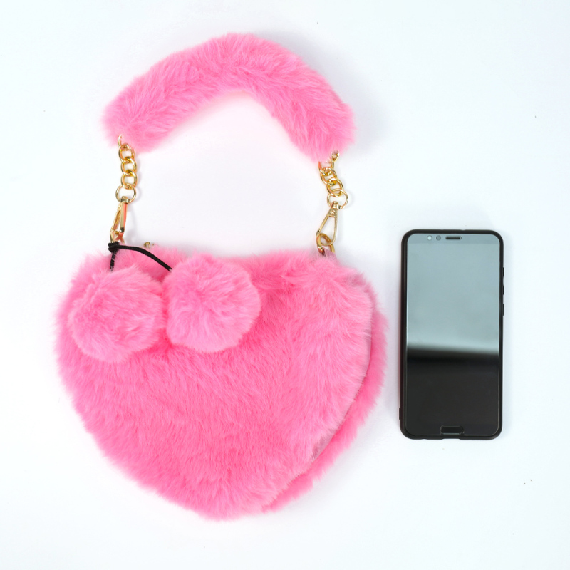 Ins Fun Creatibe Love Heart Shape Crossbody Handbags Autumn And Winter New Plush Purses And Handbags For Women