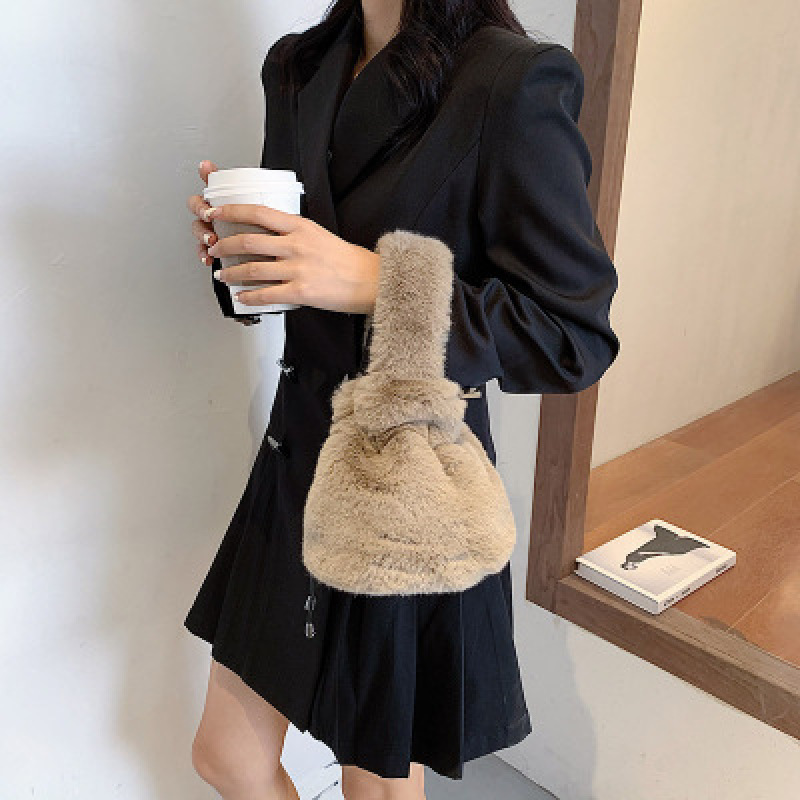 New plush faux fur bucket bag women handbags luxury handbag for women purses and handbags