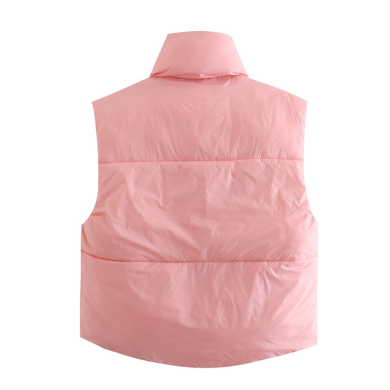 Fshion Spring And Autumn New Two-Color Double-Sided Cotton Jacket Vest Stand-Up Collar Short Waistcoat