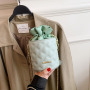 The New Pu Leather One-Shoulder Diagonal Bag Women'S Bag Simple Rhombic Embroidered Thread Chain Drawstring Women Hand Bags