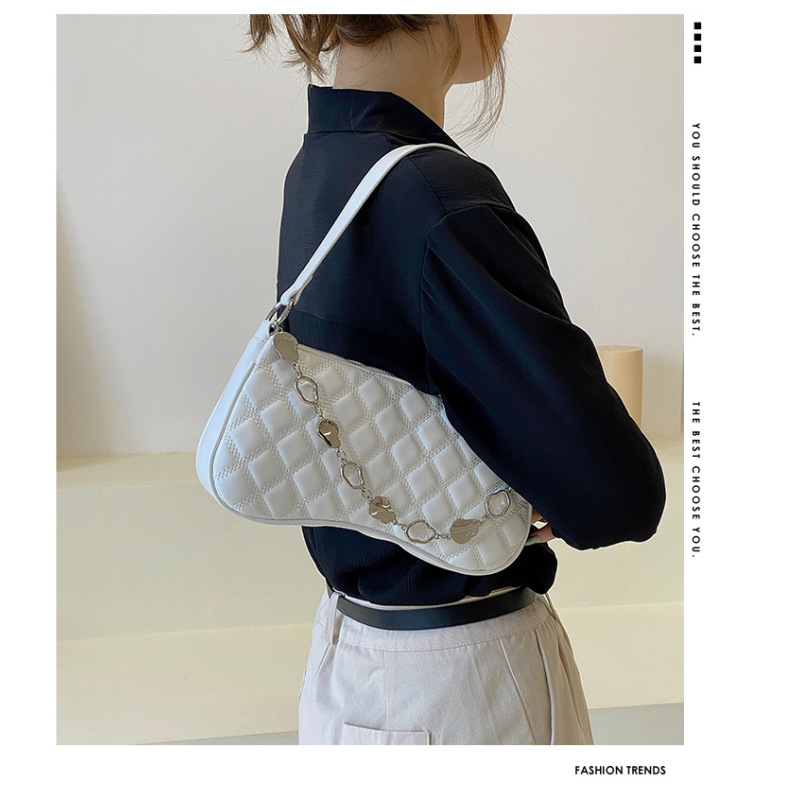 2021년 신상 패션 마름모꼴 언더암 백 핸드백, 심플한 크로스바디 백, 체인 숄더백