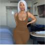 High Quality Sexy Slim Stretch U-neck Sleeveless Dress Summer Bodycon Dress For Women Clothing Causal Dress