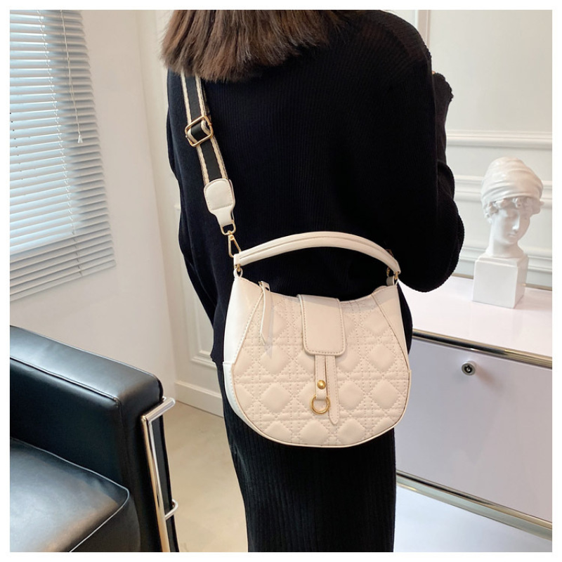 2021 New French All-Match Wideband Handbags Crossbody Bag Rhomboid Thread Texture Bags Women Ladies Purses And Handbags