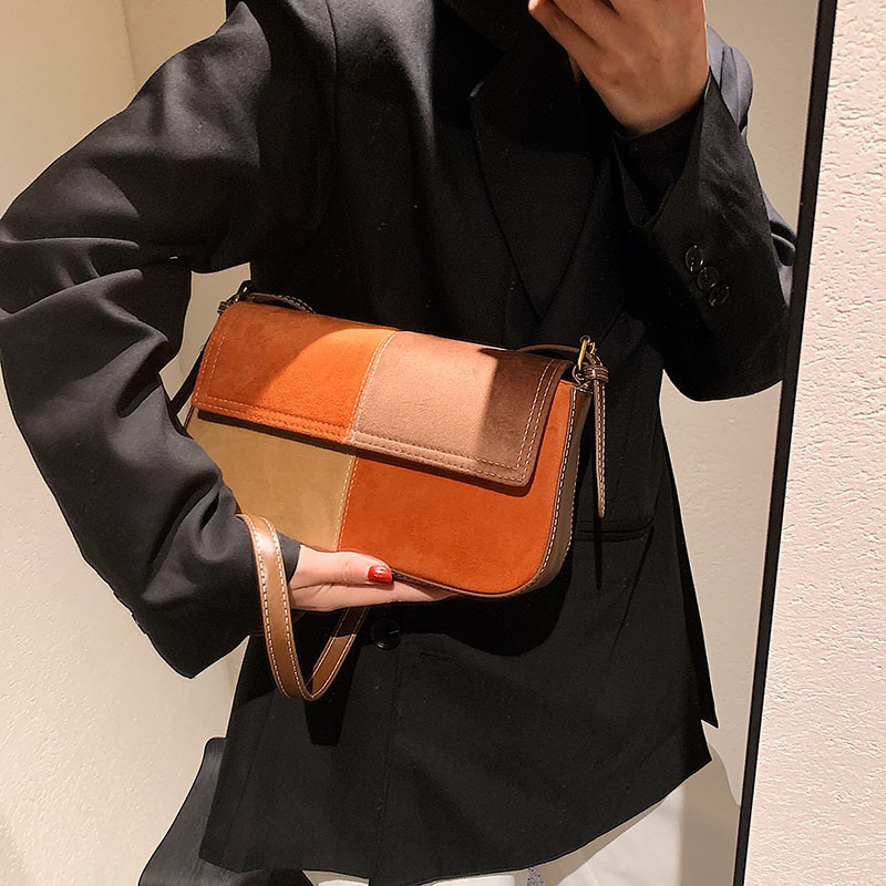 Stitching Frosted One-Shoulder Small Square Bag Messenger Women's Handbag