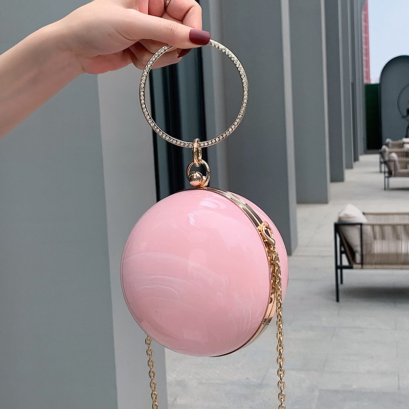 New Ladies Spherical Messenger Bag Summer Small Fresh And Cute Wrist Bag Fashion Acrylic Ladies Clutch Bag