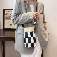 Shoulder Messenger Bags Bucket Bag Women Grid Pattern Handbags