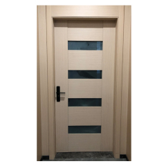 Waterproof wpc panel doors wood toilet door with glass