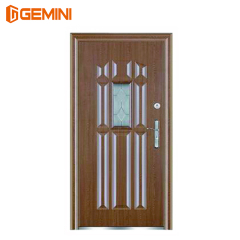 Top sale wrought iron and glass door tempered glass single steel door
