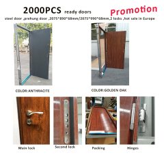Ready door cheap price European steel front door exterior doors